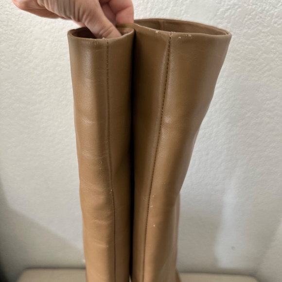 Zara tall leather block heel tan Boots - Picture 4 of 12
